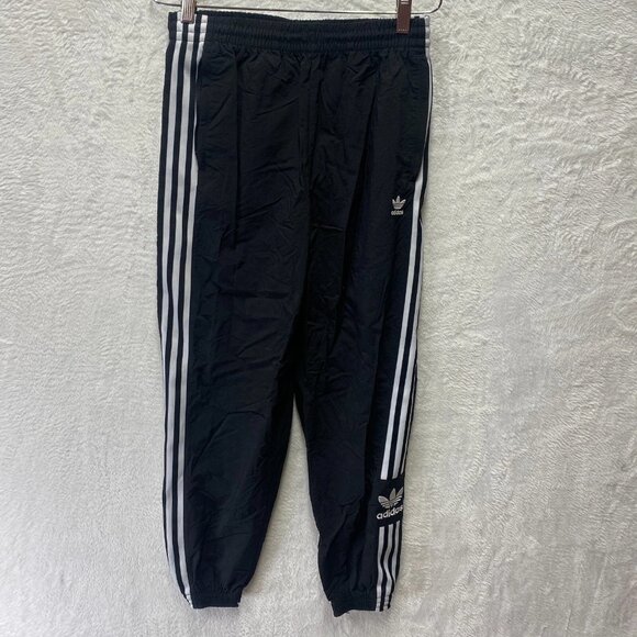 Adidas Pants - Adidas Jogger Pants Women's Small Black 3 Striped Nylon High Rise Elastic Waist